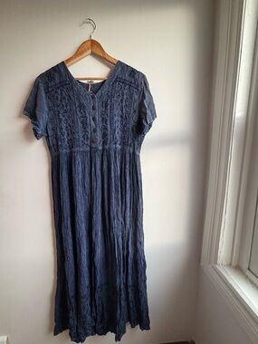 Indigo Embroidered Long Dress